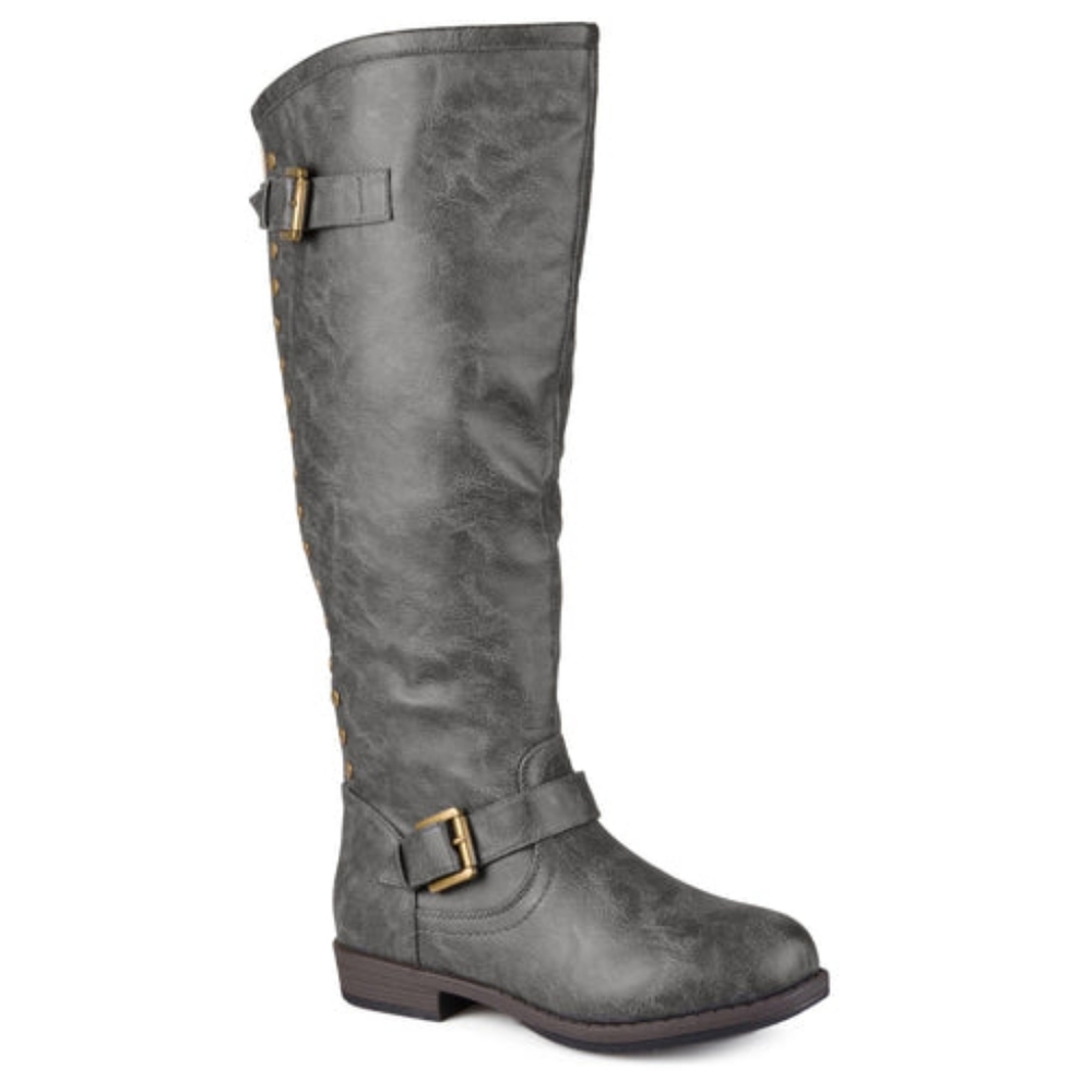 Journee Collection Spokane Extra-Wide Calf Riding Boots Dark Gray Size 7